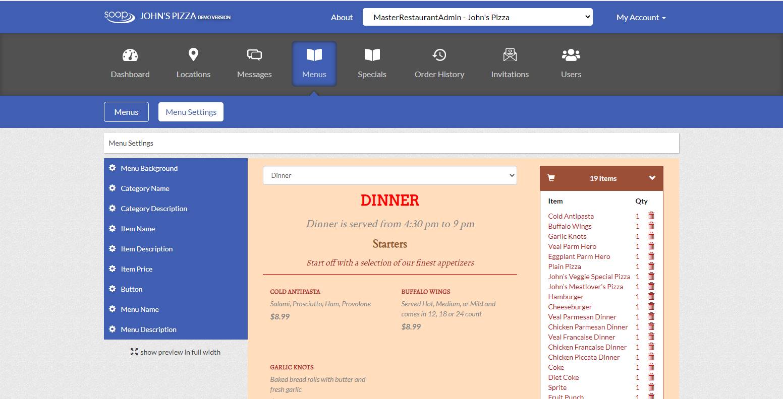 Menu Management - Online Ordering for Restaurants